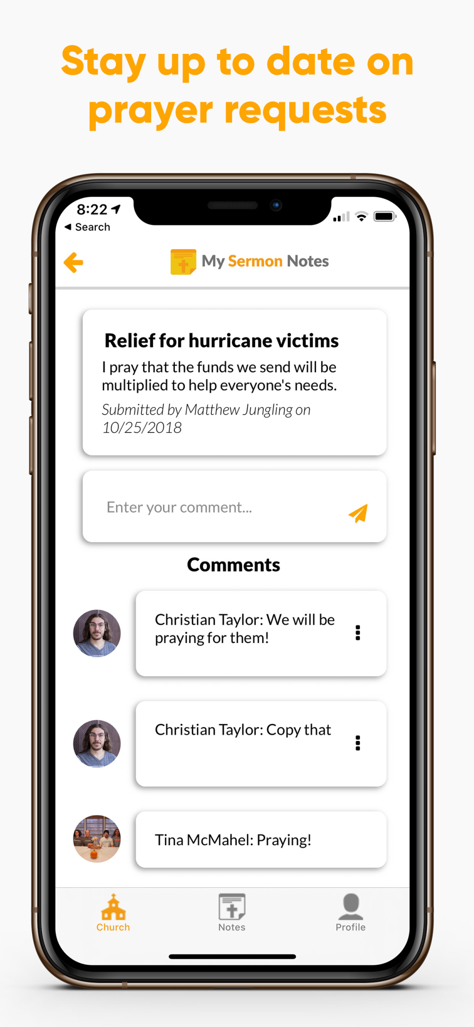 screenshot of My Sermon Notes
